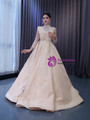 Champagne Long Sleeve Beading Sequins Prom Dess