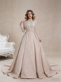 Champagne Long Sleeve Beading Sequins Prom Dess