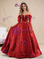 Red Satin Sequins Long Sleeve Prom Dress