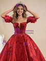 Red Satin Sequins Long Sleeve Prom Dress