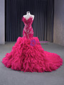 Sexy Fuchsia Mermaid Strapless Beading Prom Dress