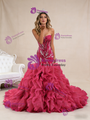 Sexy Fuchsia Mermaid Strapless Beading Prom Dress