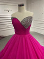 Fuchsia Tulle Sweetheart Beading Pleats Prom Dress