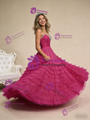 Fuchsia Tulle Sweetheart Beading Pleats Prom Dress