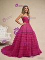 Fuchsia Tulle Sweetheart Beading Pleats Prom Dress