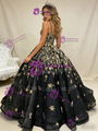 Black Tulle Spaghetti Straps Sequins Prom Dress