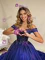Royal Blue Ball Gown Tulle Off the Shoulder Beading Prom Dress
