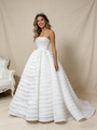 White Ball Gown Strapless Tiers Sequins Prom Dress
