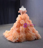 Orange Tulle Off the Shoulder 3D Flower Prom Dress