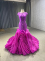 Sexy Fuchsia Mermaid Tulle Beading Prom Dress