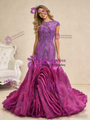 Sexy Fuchsia Mermaid Tulle Beading Prom Dress