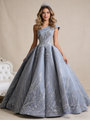 Gray Ball Gown One Shoulder Appliques Beading Prom Dress