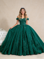 Green Ball Gown Tulle Sequins Appliques Prom Dress