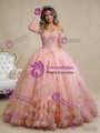 Orange Tulle Off the Shoulder Appliques Prom Dress