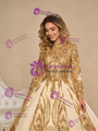 Fashion Gold Sequins Long Sleeve High Neck Prom Dress