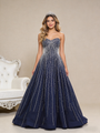 Navy Blue Tulle Sweetheart Beading Prom Dress