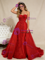 Red Mermaid Tulle Beading Sequins Prom Dress