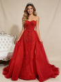 Red Mermaid Tulle Beading Sequins Prom Dress