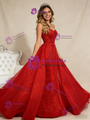 Red Mermaid Tulle Beading Sequins Prom Dress