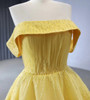Yellow Tullle Pleats Beading Prom Dress