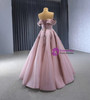 Dark Pink Tullle Pleats Beading Prom Dress