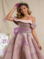 Dark Pink Tullle Pleats Beading Prom Dress