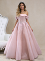 A-Line Pink Tullle Pleats Beading Prom Dress