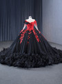 Vintage Black Tulle Sequins Long Sleeve Appliques Prom Dress