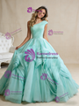 Light Green Tulle One Shoulder Pleats Prom Dress