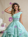 Light Green Tulle One Shoulder Pleats Prom Dress