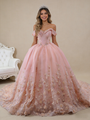 Pink Tulle Off the Shoulder 3D Flower Prom Dress