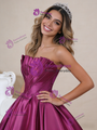 Fuchsia Satin Strapless Pleats Prom Dress