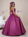Fuchsia Satin Strapless Pleats Prom Dress