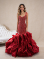 Burgundy Mermaid Straps Beading Sequins Prom Dress