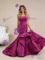Fuchsia Mermaid Satin Hi Lo Pleats Prom Dress