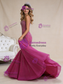 Fuchsia Mermaid Beading Sequins Prom Dress