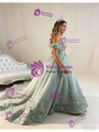 Green Ball Gown Tulle Sequins 3D Flower Prom Dress