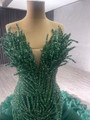 Dark Green Mermaid Strapless Beading Prom Dress