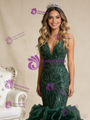 Dark Green Mermaid Strapless Beading Prom Dress