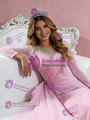 Sexy Pink Mermaid Long Sleeve Pearls Prom Dress