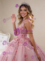 Pink Tulle High Neck Cap Sleeve Appliques Prom Dress