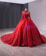 Long Sleeve Sequins Tulle Backless Appliques Prom Dress