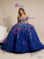 Royal Blue Ball Gown Tulle Appliques Off the Shoulder Prom Dress