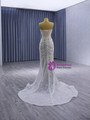 Mermaid Sequins Long Sleeve Strapless Pearls Wedding Dress