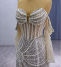 Mermaid Sequins Long Sleeve Strapless Pearls Wedding Dress