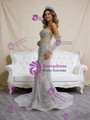 Mermaid Sequins Long Sleeve Strapless Pearls Wedding Dress