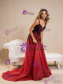 Red Mermaid Spaghetti Straps Beading Sequins Prom Dress