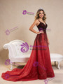 Red Mermaid Spaghetti Straps Beading Sequins Prom Dress