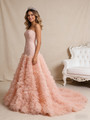 Orange Tulle Mermaid Ruffles Beading Prom Dress