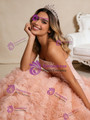 Orange Pink Strapless Tiers Sequins Prom Dress